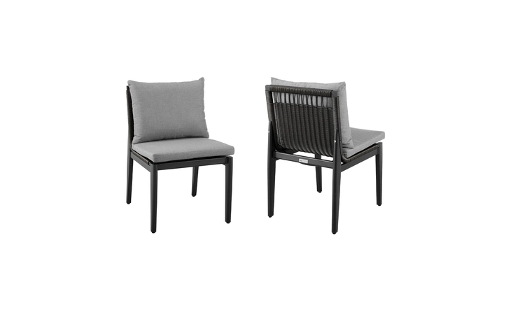 LCCCSIBL CAYMAN OUTDOOR PATIO DINING CHAIRS IN ALUMINUM WITH GRAY CUSHIONS - SET OF 2 ARMEN LIVING  LCCCSIBL