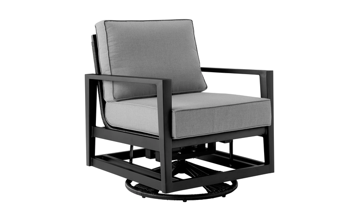LCODCMCHBL CAYMAN BLACK ALUMINUM OUTDOOR SWIVEL GLIDER CHAIR WITH DARK GRAY CUSHIONS ARMEN LIVING  LCODCMCHBL