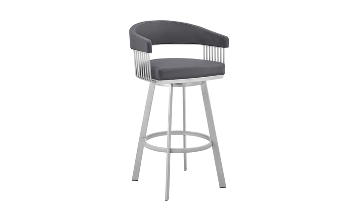 LCCSBASLGR26  CHELSEA 25 SLATE GRAY FAUX LEATHER AND SILVER METAL BAR STOOL