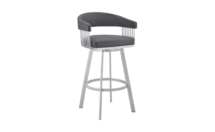 LCCSBASLGR26 CHELSEA 25 SLATE GRAY FAUX LEATHER AND SILVER METAL BAR STOOL ARMEN LIVING  LCCSBASLGR26