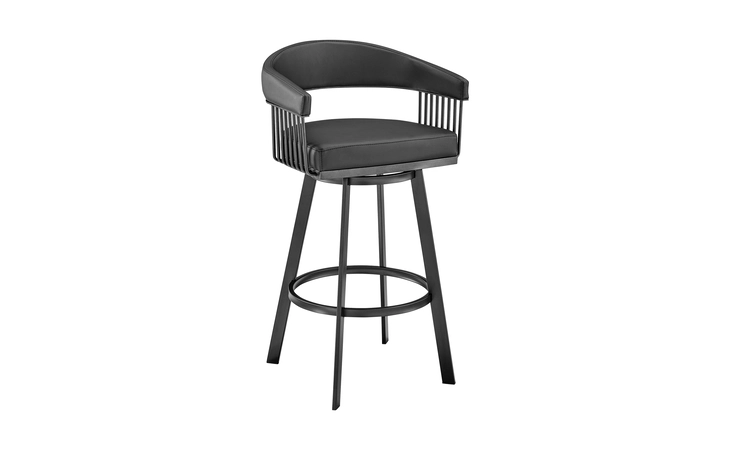 LCCSBABLBL26  CHELSEA 25 COUNTER HEIGHT SWIVEL BAR STOOL IN BLACK FINISH AND BLACK FAUX LEATHER