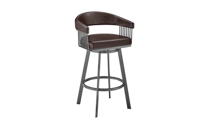 LCCSBAJVCHO30 CHELSEA 29 BAR HEIGHT SWIVEL BAR STOOL IN JAVA BROWN FINISH AND CHOCOLATE FAUX LEATHER ARMEN LIVING  LCCSBAJVCHO30