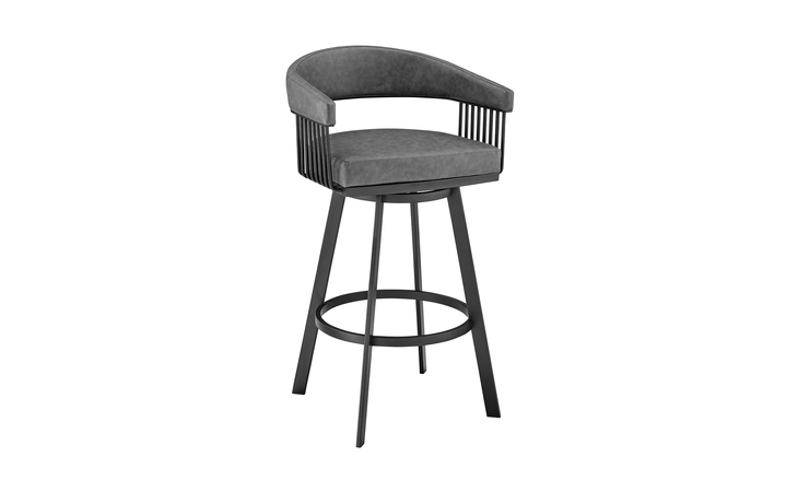 LCCSBAMBVG26  CHELSEA 25 COUNTER HEIGHT SWIVEL BAR STOOL IN BLACK FINISH AND GRAY FAUX LEATHER