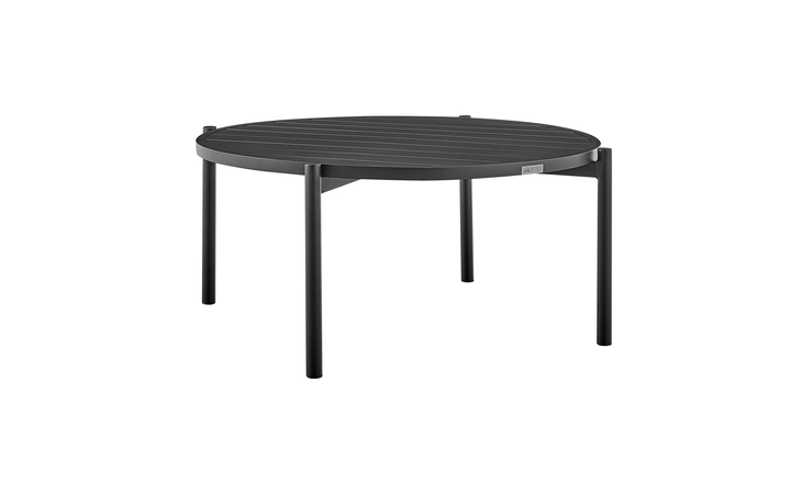 LCCERCOTBLK TIFFANY OUTDOOR PATIO RUOND COFFEE TABLE IN BLACK ALUMINUM ARMEN LIVING  LCCERCOTBLK