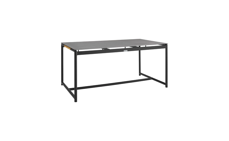 LCCRDIBL  CROWN BLACK ALUMINUM AND TEAK OUTDOOR DINING TABLE WITH STONE TOP