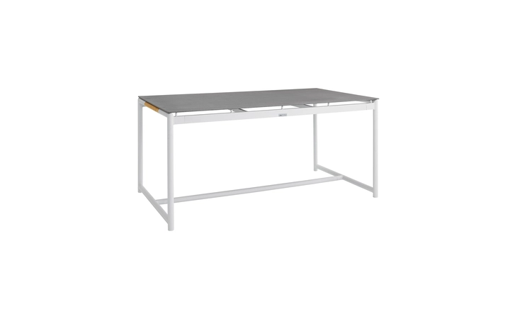 LCCRDIWH CROWN WHITE ALUMINUM AND TEAK OUTDOOR DINING TABLE WITH STONE TOP ARMEN LIVING  LCCRDIWH