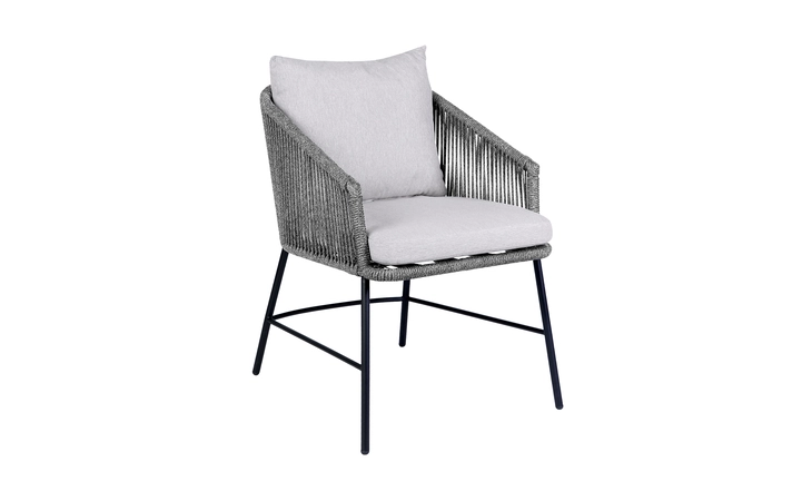 LCDIMECHGRY  DITAS OUTDOOR PATIO DINING CHAIR IN BLACK METAL AND GRAY ROPE