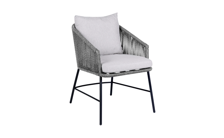 LCDIMECHGRY DITAS OUTDOOR PATIO DINING CHAIR IN BLACK METAL AND GRAY ROPE ARMEN LIVING  LCDIMECHGRY