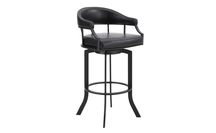 LCEDBABLVB26  EDY SWIVEL 26 BLACK POWDER COATED AND BLACK FAUX LEATHER METAL BAR STOOL