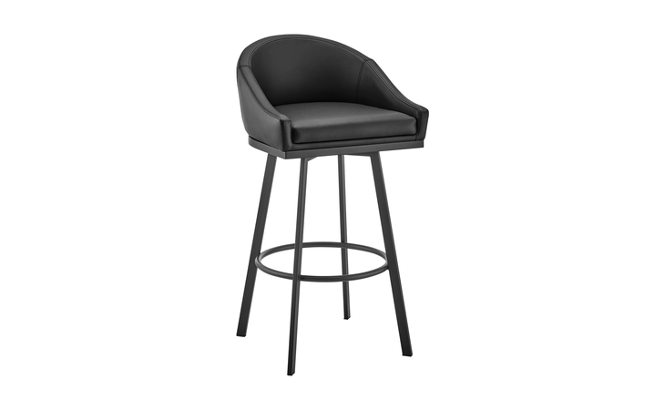 LCELBAMBBLK30 ELEANOR SWIVEL BAR STOOL IN BLACK METAL WITH BLACK FAUX LEATHER ARMEN LIVING  LCELBAMBBLK30