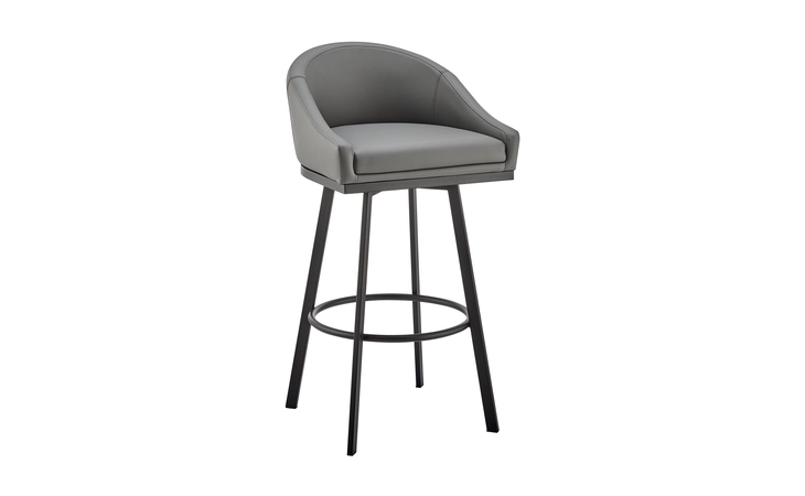 LCELBAMBGRY26 ELEANOR SWIVEL COUNTER STOOL IN BLACK METAL WITH GRAY FAUX LEATHER ARMEN LIVING  LCELBAMBGRY26