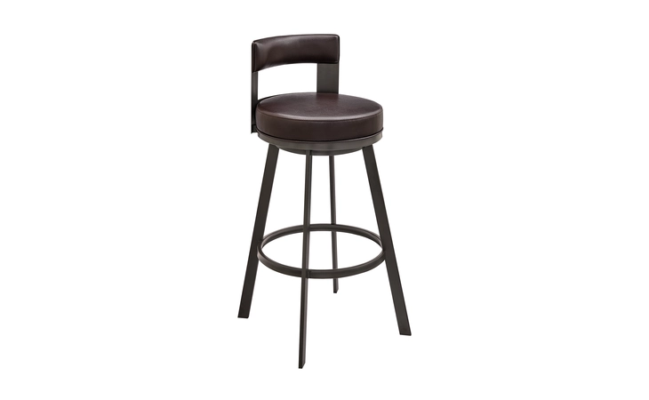 LCFLBAJVCHO30  FLYNN SWIVEL BAR STOOL IN BROWN METAL WITH BROWN FAUX LEATHER