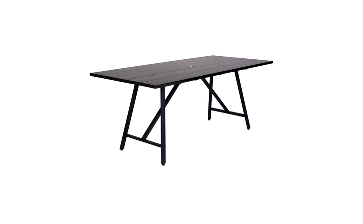 LCFRDIWDDK  FRINTON OUTDOOR PATIO DARK EUCALYPTUS WOOD AND METAL RECTANGLE DINING TABLE