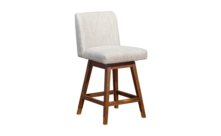 LCIABABRNBG26  ISABELLA SWIVEL COUNTER STOOL IN BROWN OAK WOOD FINISH WITH BEIGE FABRIC