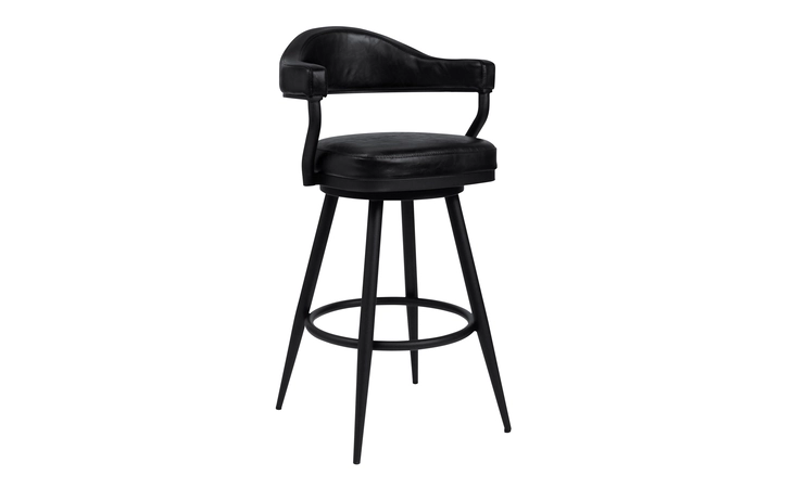 LCJTBABLVB26  JUSTIN 26 COUNTER HEIGHT BARSTOOL IN A BLACK POWDER COATED FINISH AND VINTAGE BLACK FAUX LEATHER