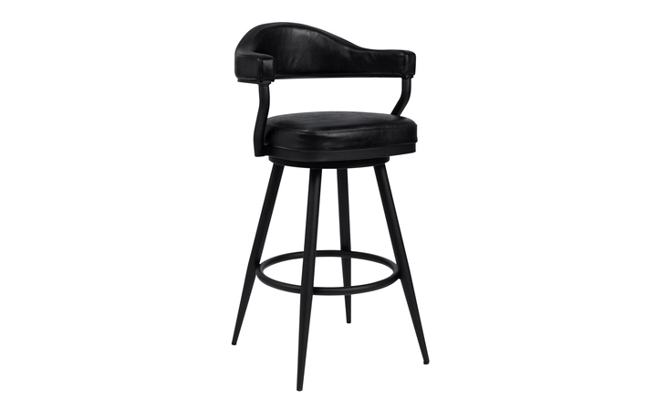 LCJTBABLVB26 JUSTIN 26 COUNTER HEIGHT BARSTOOL IN A BLACK POWDER COATED FINISH AND VINTAGE BLACK FAUX LEATHER ARMEN LIVING  LCJTBABLVB26