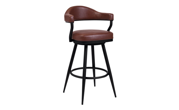 LCJTBABLVC26 JUSTIN 26 COUNTER HEIGHT BARSTOOL IN A BLACK POWDER COATED FINISH AND VINTAGE COFFEE FAUX LEATHER ARMEN LIVING  LCJTBABLVC26