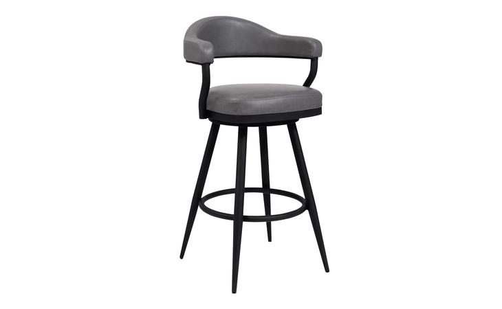 LCJTBABLVG30 JUSTIN 30 BAR HEIGHT BARSTOOL IN A BLACK POWDER COATED FINISH AND VINTAGE GRAY FAUX LEATHER ARMEN LIVING  LCJTBABLVG30