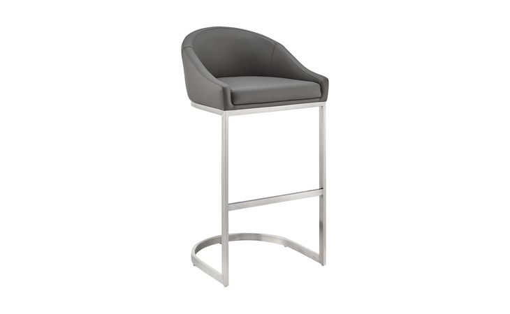 LCKABABSGRY30 KATHERINE BAR STOOL IN BRUSHED STAINLESS STEEL WITH GRAY FAUX LEATHER ARMEN LIVING  LCKABABSGRY30