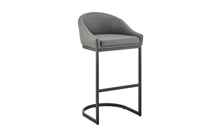 LCKABABLKGRY30  KATHERINE BAR STOOL IN BLACK METAL WITH GRAY FAUX LEATHER