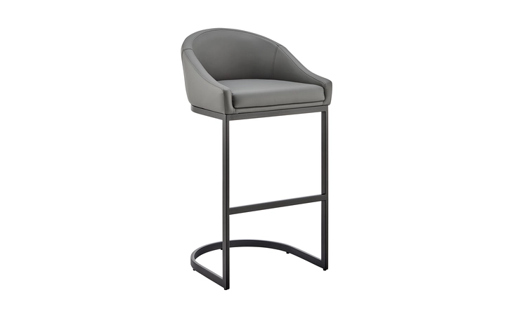 LCKABABLKGRY30 KATHERINE BAR STOOL IN BLACK METAL WITH GRAY FAUX LEATHER ARMEN LIVING  LCKABABLKGRY30