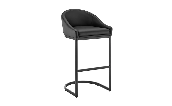 LCKABABLK30  KATHERINE BAR STOOL IN BLACK METAL WITH BLACK FAUX LEATHER
