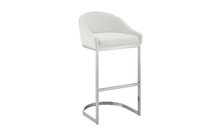 LCKABABSWHI26 KATHERINE COUNTER STOOL IN BRUSHED STAINLESS STEEL WITH WHITE FAUX LEATHER ARMEN LIVING  LCKABABSWHI26