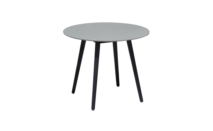 LCKYDIWDBLK36 SYDNEY OUTDOOR PATIO ROUND 36 DINING TABLE IN BLACK EUCALYPTUS AND GRAY STONE ARMEN LIVING  LCKYDIWDBLK36