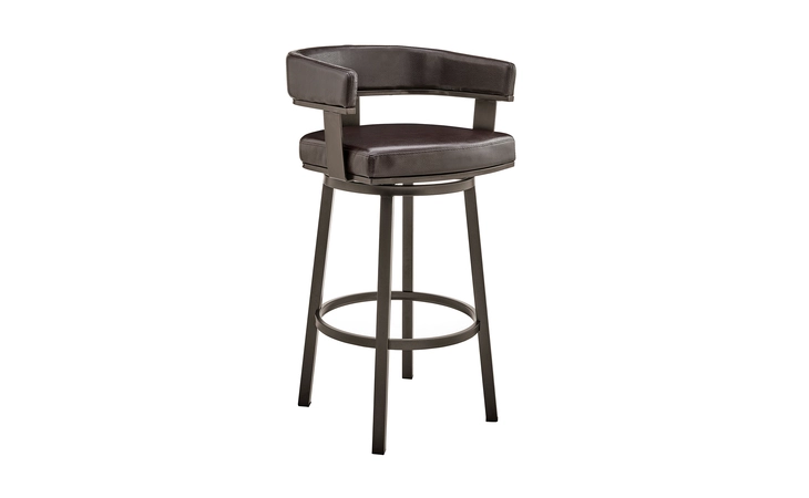 LCLRBAJVCHO30 LORIN 30 BAR HEIGHT SWIVEL BAR STOOL IN JAVA BROWN FINISH AND CHOCOLATE FAUX LEATHER ARMEN LIVING  LCLRBAJVCHO30