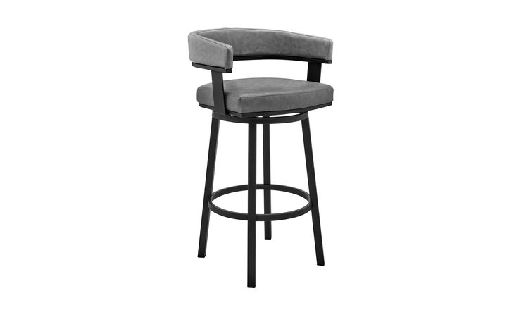 LCLRBAMBVG26  LORIN 26 COUNTER HEIGHT SWIVEL BAR STOOL IN BLACK FINISH AND GRAY FAUX LEATHER