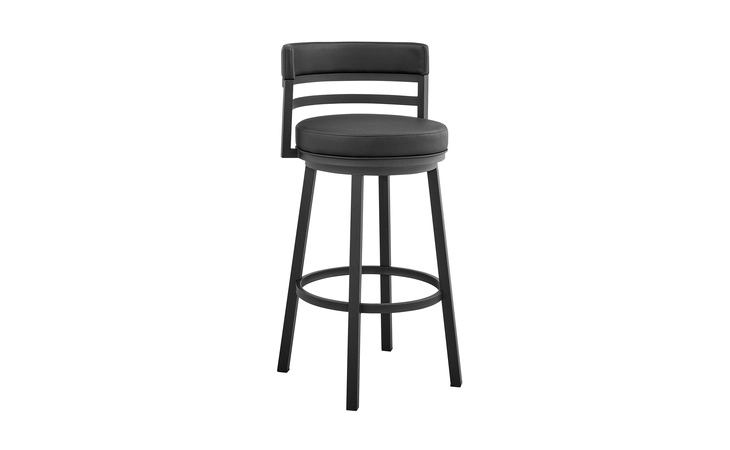 LCMABABLKBL26  MADRID 26 COUNTER HEIGHT SWIVEL BLACK FAUX LEATHER AND METAL BAR STOOL