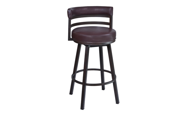 LCMA30BABR MADRID 30 BARSTOOL IN AUBURN BAY FINISH WITH BROWN PU UPHOLSTERY ARMEN LIVING  LCMA30BABR