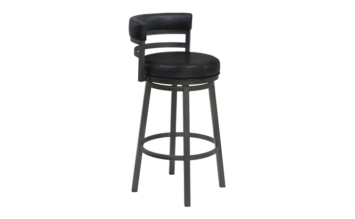 LCMABAMFBL30 MADRID 30 BAR HEIGHT METAL SWIVEL BARSTOOL IN FORD BLACK PU AND MINERAL FINISH ARMEN LIVING  LCMABAMFBL30
