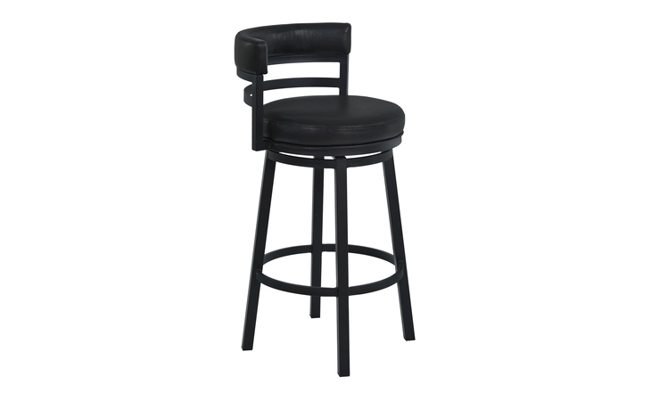 LCMABABLBL26  MADRID 26 COUNTER HEIGHT METAL SWIVEL BARSTOOL IN FORD BLACK PU AND BLACK FINISH