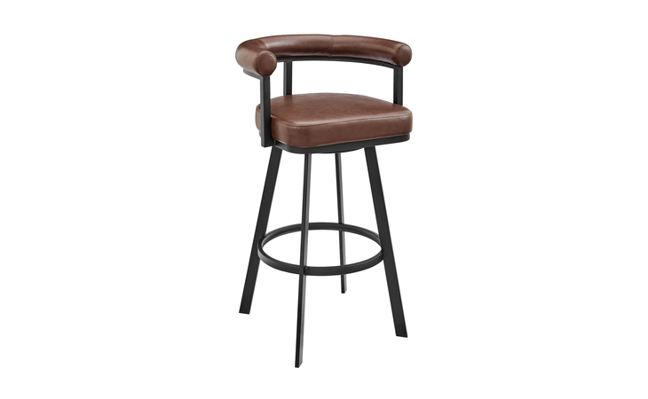 LCMGBABLKVCO26  MAGNOLIA SWIVEL COUNTER STOOL IN BLACK METAL WITH BROWN FAUX LEATHER