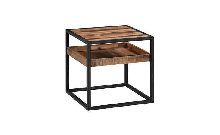 LCLDLARU LUDGATE SQUARE END TABLE WITH SHELF IN ACACIA AND BLACK METAL ARMEN LIVING  LCLDLARU