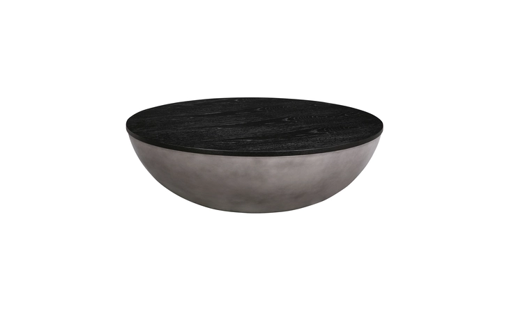 LCMFCOCCBL MELODY ROUND COFFEE TABLE IN CONCRETE AND BLACK BRUSHED OAK ARMEN LIVING  LCMFCOCCBL