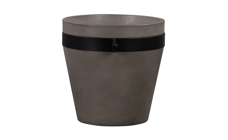 LCOBPLGRBL  OBSIDIAN MEDIUM INDOOR OR OUTDOOR PLANTER IN GRAY CONCRETE WITH BLACK ACCENT