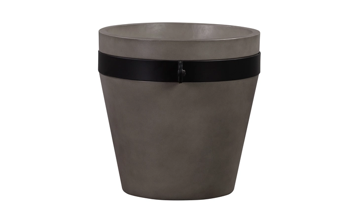 LCOBPLGRBL OBSIDIAN MEDIUM INDOOR OR OUTDOOR PLANTER IN GRAY CONCRETE WITH BLACK ACCENT ARMEN LIVING  LCOBPLGRBL