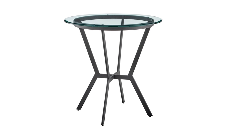 LCNMDIGLMB  NAOMI ROUND GLASS AND BLACK METAL BAR TABLE