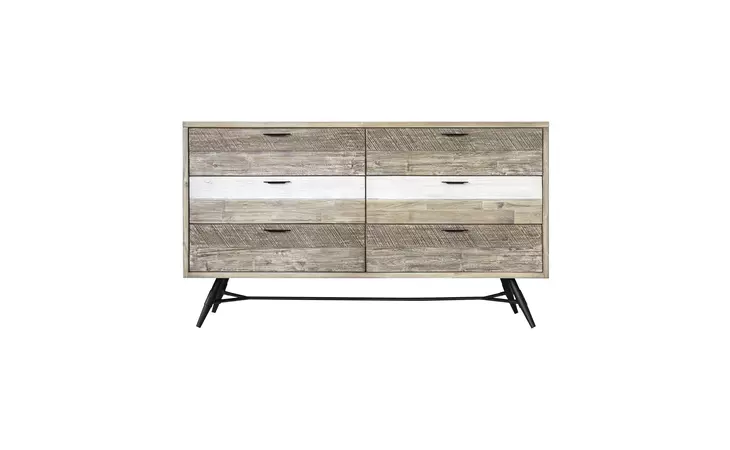 LCBRDRGR  BRIDGES 6 DRAWER DRESSER IN TWO TONE ACACIA WOOD