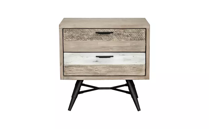 LCBRLAGR  BRIDGES 2 DRAWER NIGHTSTAND  IN TWO TONE ACACIA WOOD