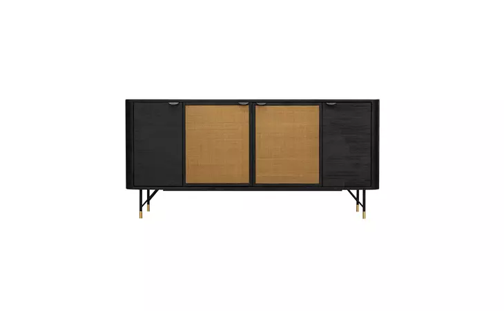 LCSRBUBL SARATOGA SIDEBOARD BUFFET IN BLACK ACACIA WITH RATTAN ARMEN LIVING  LCSRBUBL