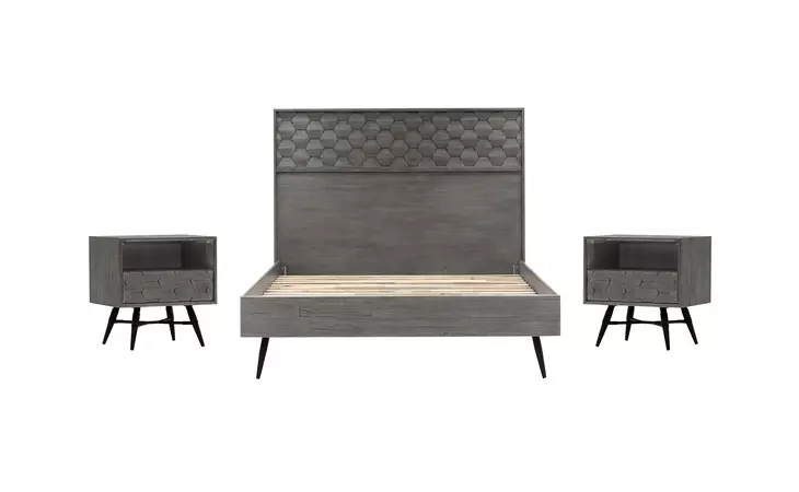 SETMKBDQN3A  MAKENA 3 PIECE QUEEN BEDROOM SET IN GRAY ACACIA WOOD