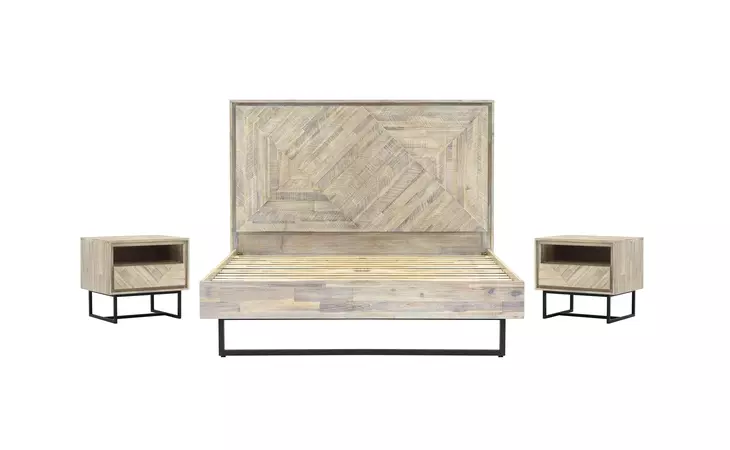 SETPEBDKG3A  PERIDOT 3 PIECE KING BEDROOM SET IN NATURAL ACACIA WOOD