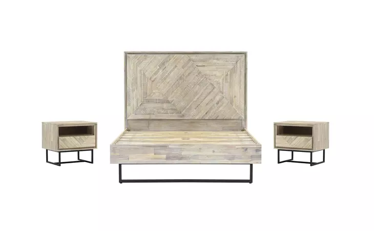 SETPEBDQN3A  PERIDOT 3 PIECE QUEEN BEDROOM SET IN NATURAL ACACIA WOOD