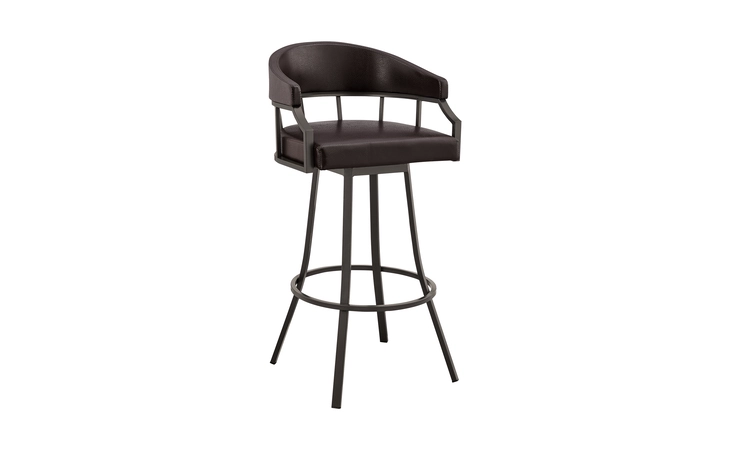 LCVLBAJVCHO26 VALERIE 26 SWIVEL BROWN FAUX LEATHER AND JAVA BROWN METAL BAR STOOL ARMEN LIVING  LCVLBAJVCHO26