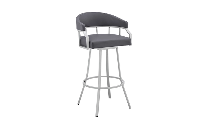LCVLBASLGR30  VALERIE 30 SWIVEL SLATE GRAY FAUX LEATHER AND SILVER METAL BAR STOOL