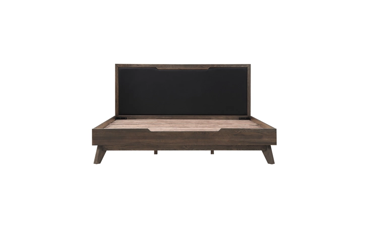 LCAHBDDGKG  ASTORIA KING PLATFORM BED FRAME IN OAK WITH BLACK FAUX LEATHER