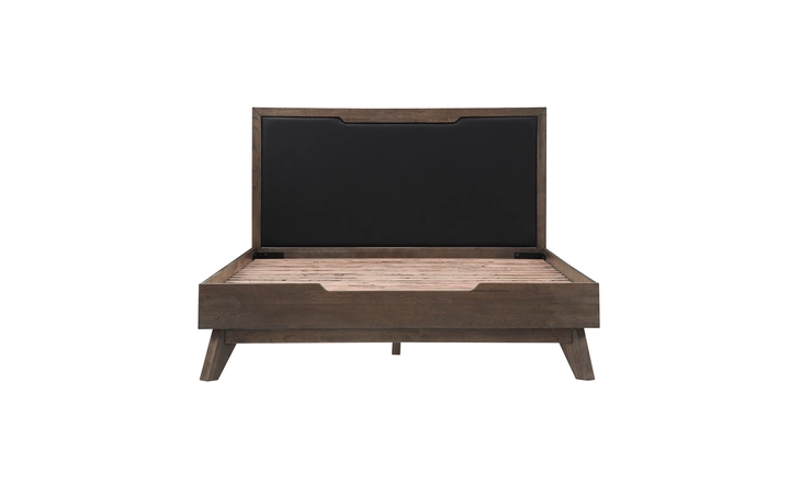 LCAHBDDGQN  ASTORIA QUEEN PLATFORM BED FRAME IN OAK WITH BLACK FAUX LEATHER